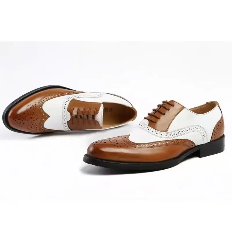 Luxury Men Brogue Shoes High Quality Lace-Up Dress Shoes for Men All Match Oxford Shoe Fashion Point Toe Men Party Wedding Shoes