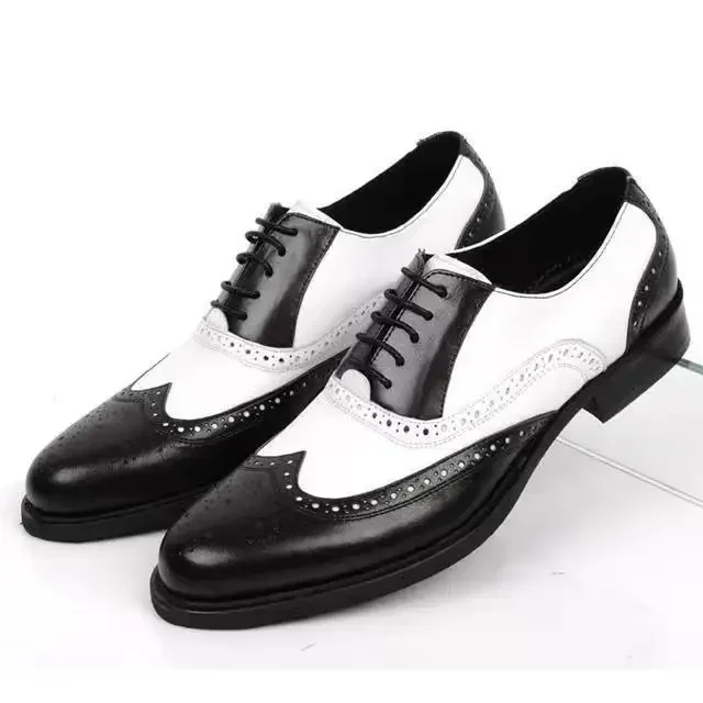 Luxury Men Brogue Shoes High Quality Lace-Up Dress Shoes for Men All Match Oxford Shoe Fashion Point Toe Men Party Wedding Shoes