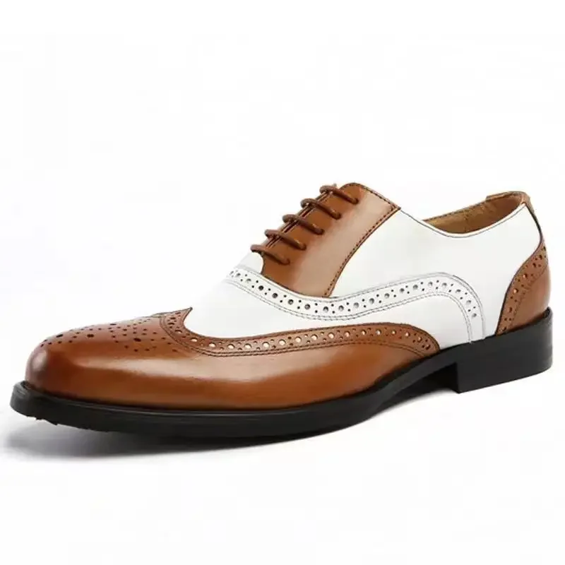 Luxury Men Brogue Shoes High Quality Lace-Up Dress Shoes for Men All Match Oxford Shoe Fashion Point Toe Men Party Wedding Shoes