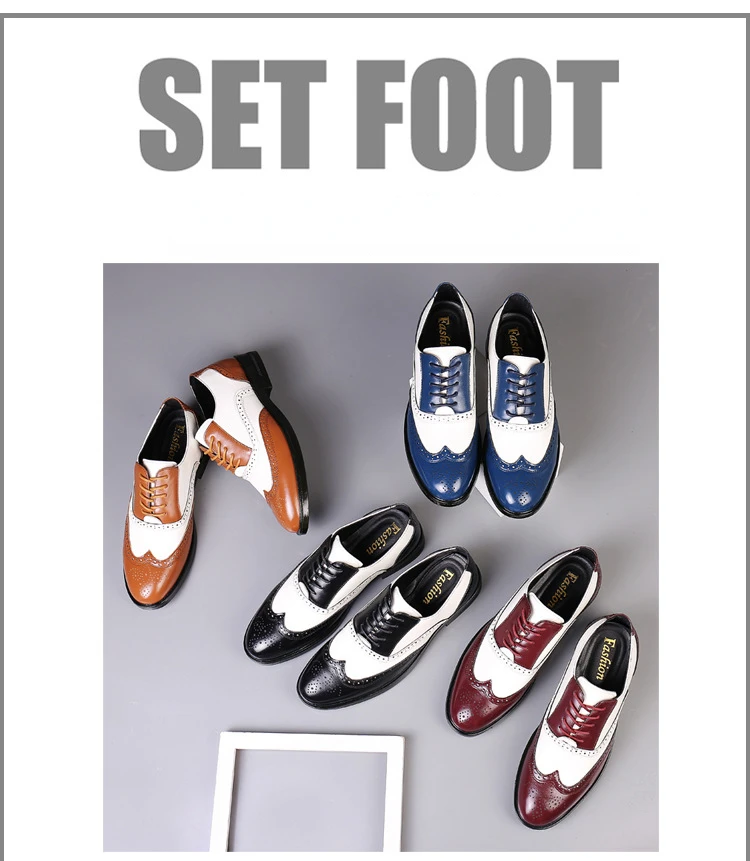 Luxury Men Brogue Shoes High Quality Lace-Up Dress Shoes for Men All Match Oxford Shoe Fashion Point Toe Men Party Wedding Shoes