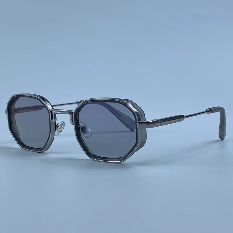 Steampunk Vintage Polygon Sunglasses Men 2026 Luxury Designer Geometric Metal Frame Retro Sun Glasses Gradient Trendy Eyewear