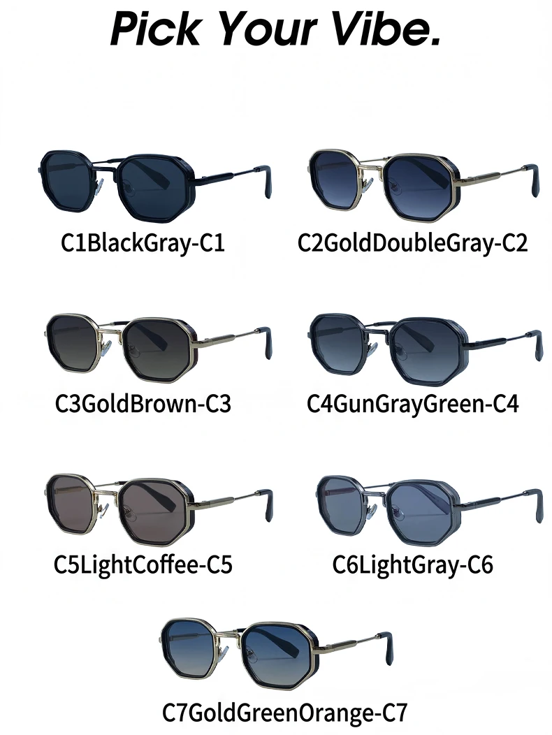 Steampunk Vintage Polygon Sunglasses Men 2026 Luxury Designer Geometric Metal Frame Retro Sun Glasses Gradient Trendy Eyewear