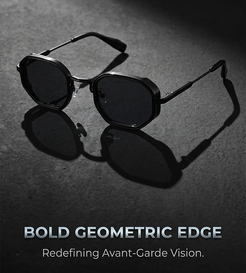 Steampunk Vintage Polygon Sunglasses Men 2026 Luxury Designer Geometric Metal Frame Retro Sun Glasses Gradient Trendy Eyewear