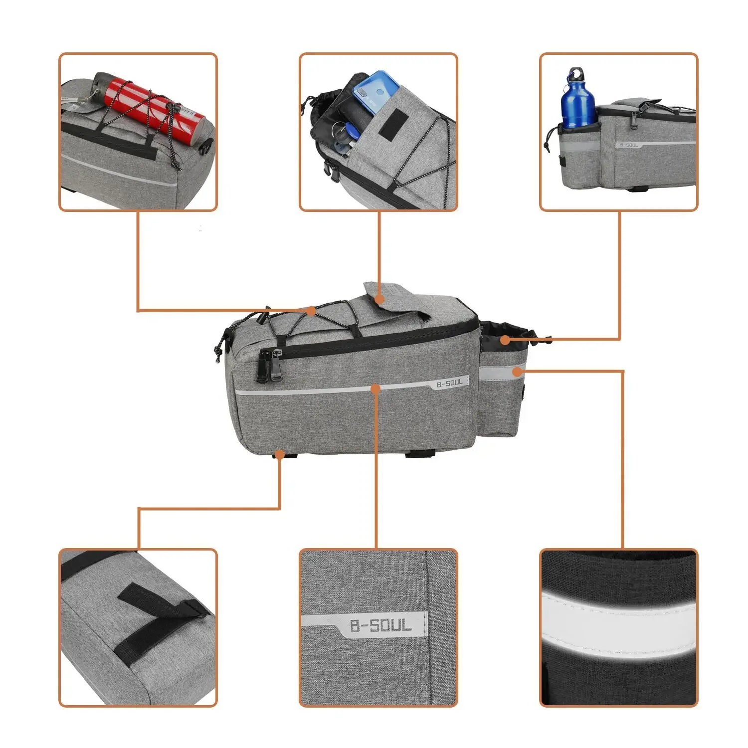 7L Bicycle Carrier Bag Bike Rear Basket Waterproof Pannier Trunk Bags Back Rack Rear Seat Bag Cycling Luggage Shoulder Handbag