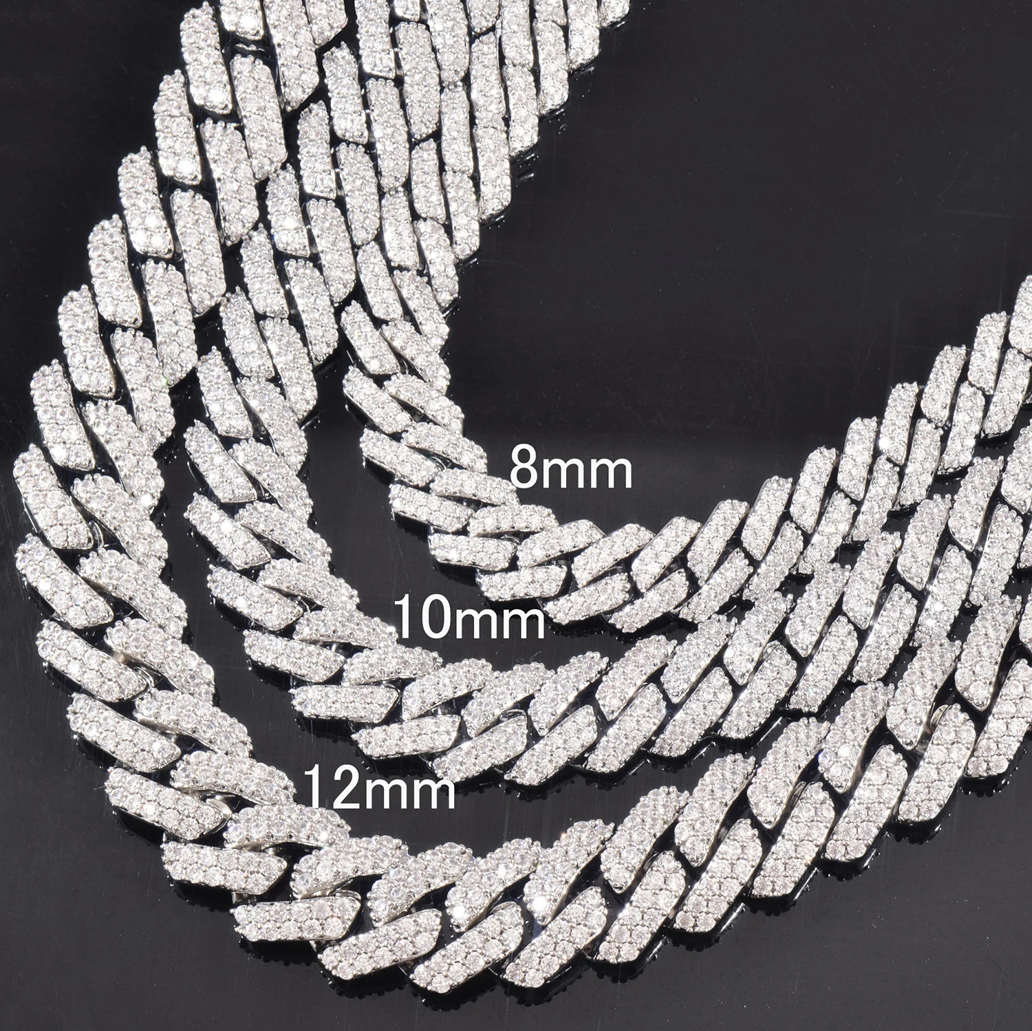 8mm 10mm 12mm Miami Cuban Chain Necklace For Men Women Iced Out Zircon Hip Hop Link Gold Silver Color Fashion Rock Jewelry