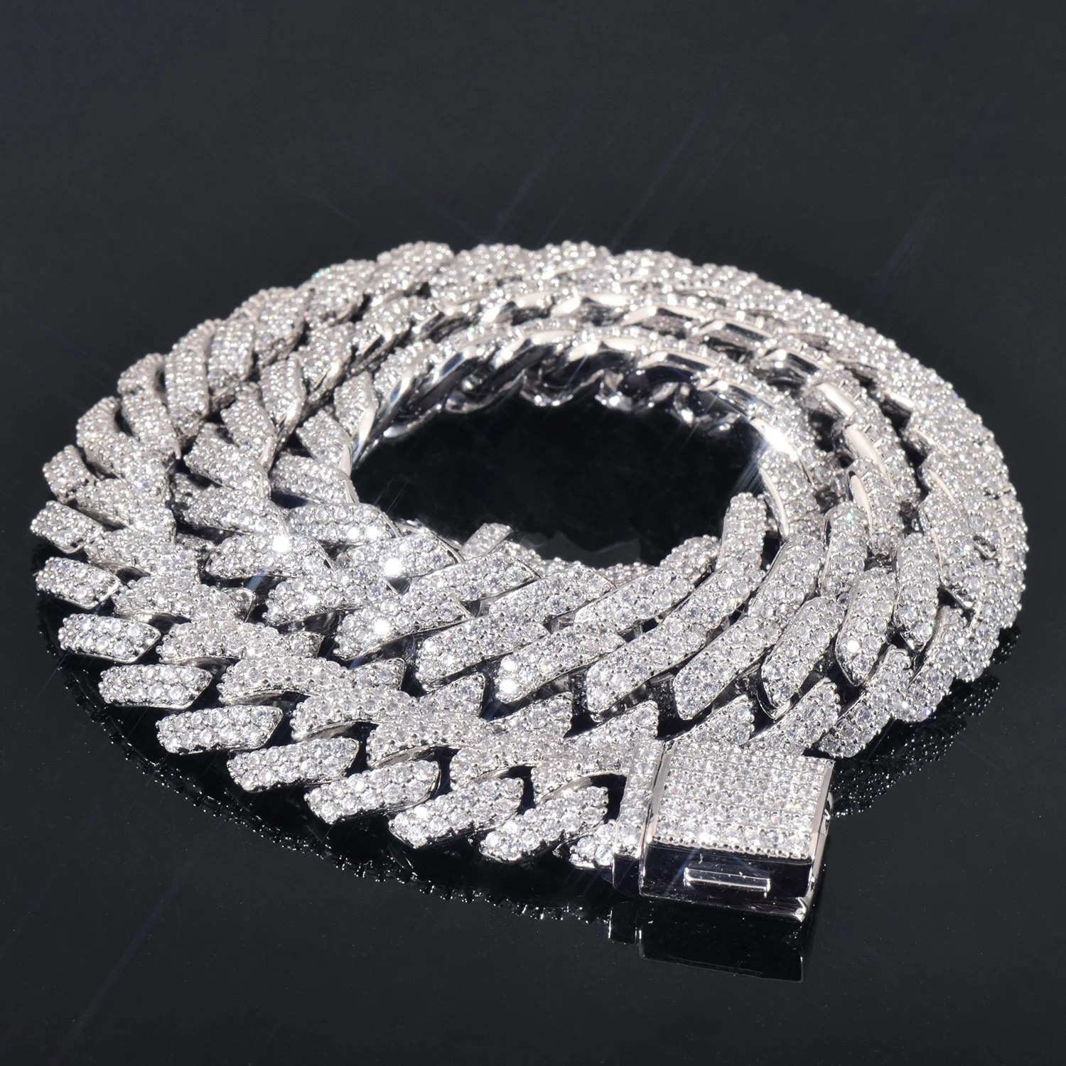 8mm 10mm 12mm Miami Cuban Chain Necklace For Men Women Iced Out Zircon Hip Hop Link Gold Silver Color Fashion Rock Jewelry