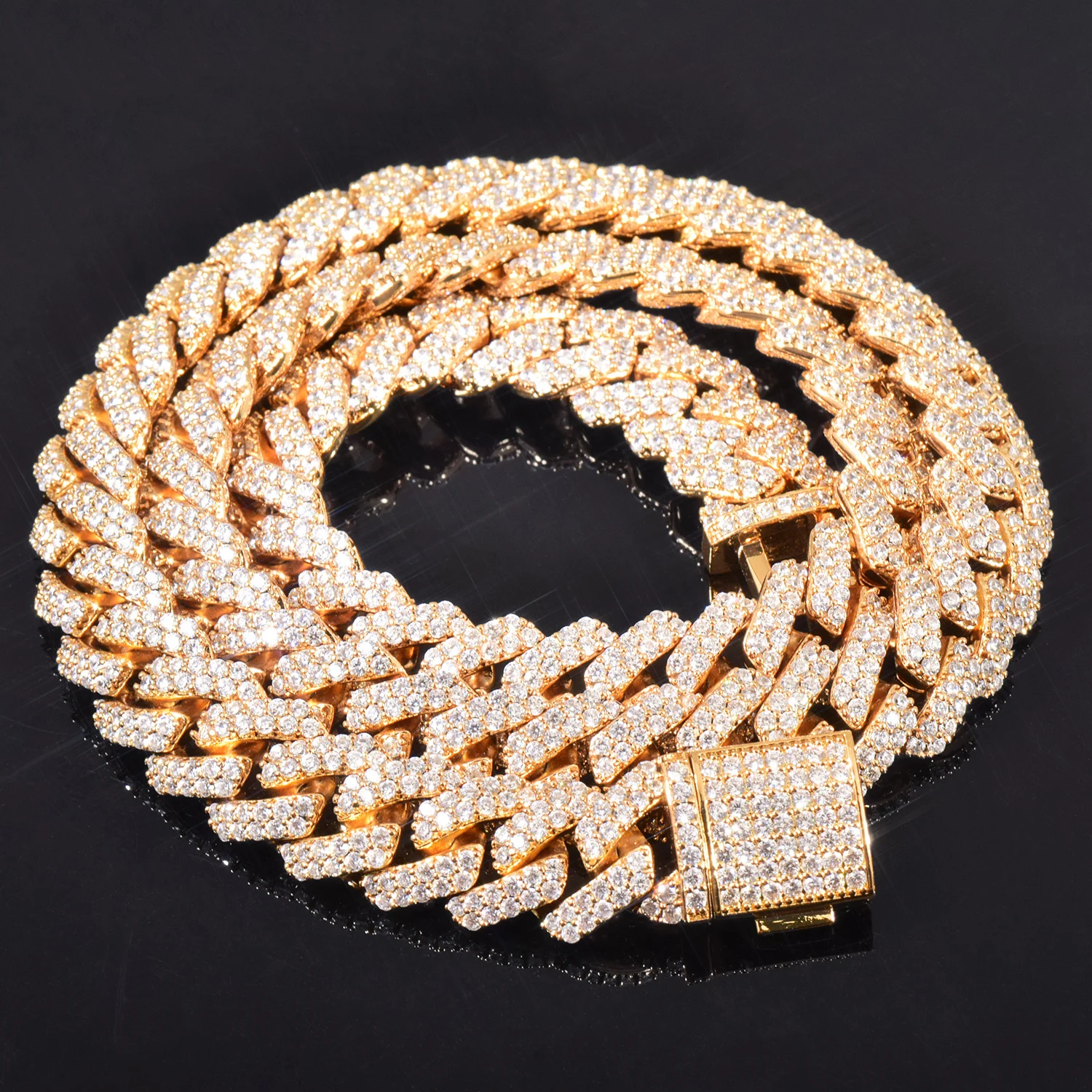 8mm 10mm 12mm Miami Cuban Chain Necklace For Men Women Iced Out Zircon Hip Hop Link Gold Silver Color Fashion Rock Jewelry