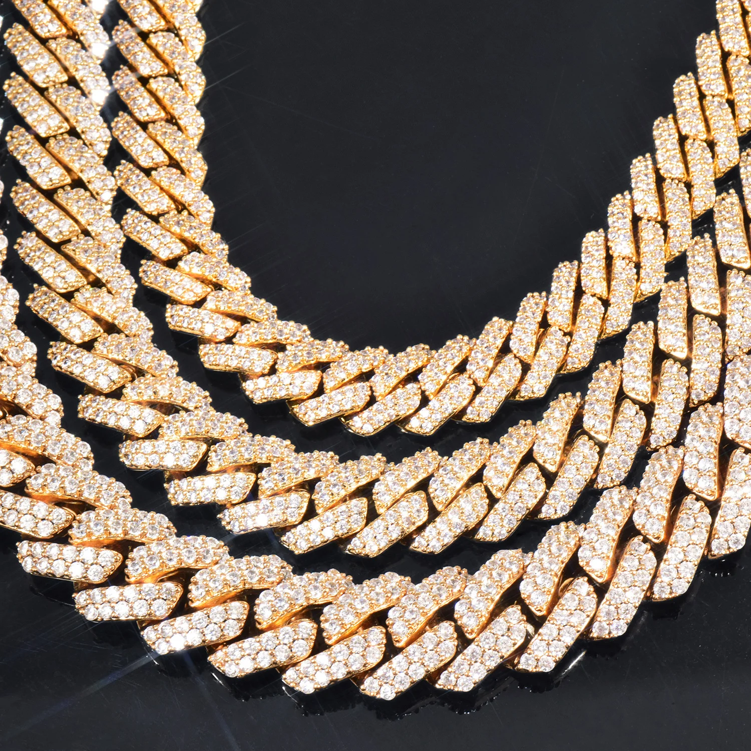 8mm 10mm 12mm Miami Cuban Chain Necklace For Men Women Iced Out Zircon Hip Hop Link Gold Silver Color Fashion Rock Jewelry