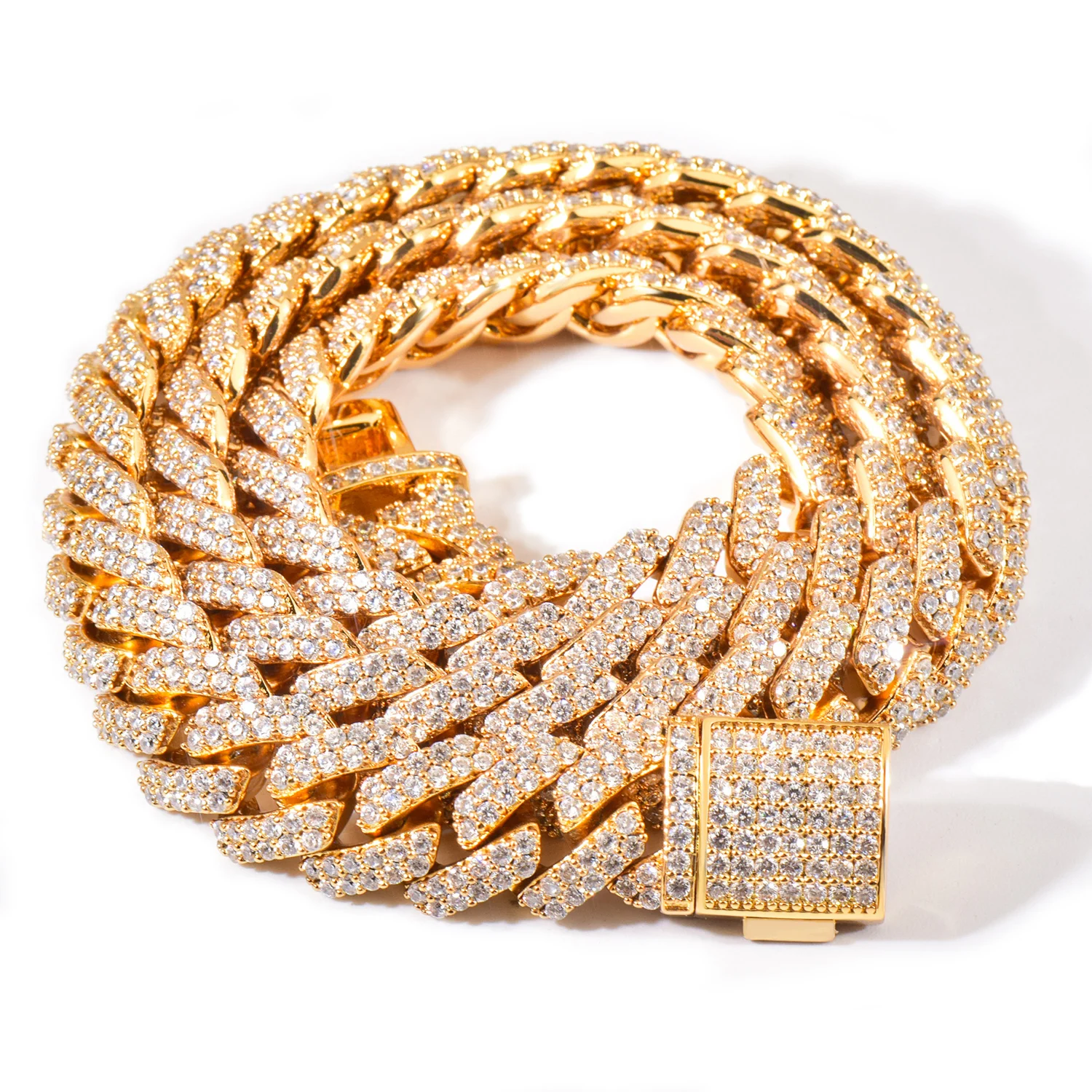 8mm 10mm 12mm Miami Cuban Chain Necklace For Men Women Iced Out Zircon Hip Hop Link Gold Silver Color Fashion Rock Jewelry
