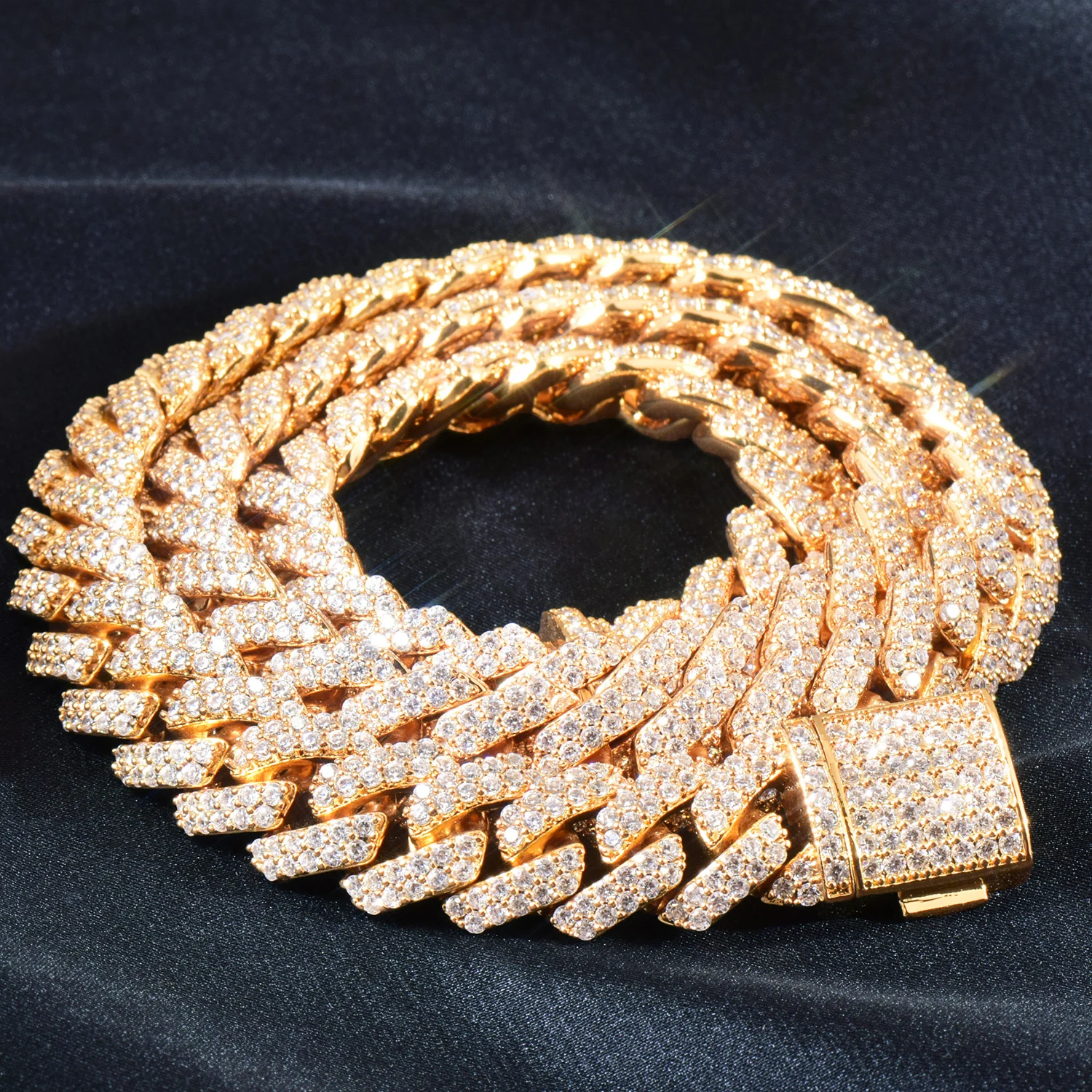 8mm 10mm 12mm Miami Cuban Chain Necklace For Men Women Iced Out Zircon Hip Hop Link Gold Silver Color Fashion Rock Jewelry