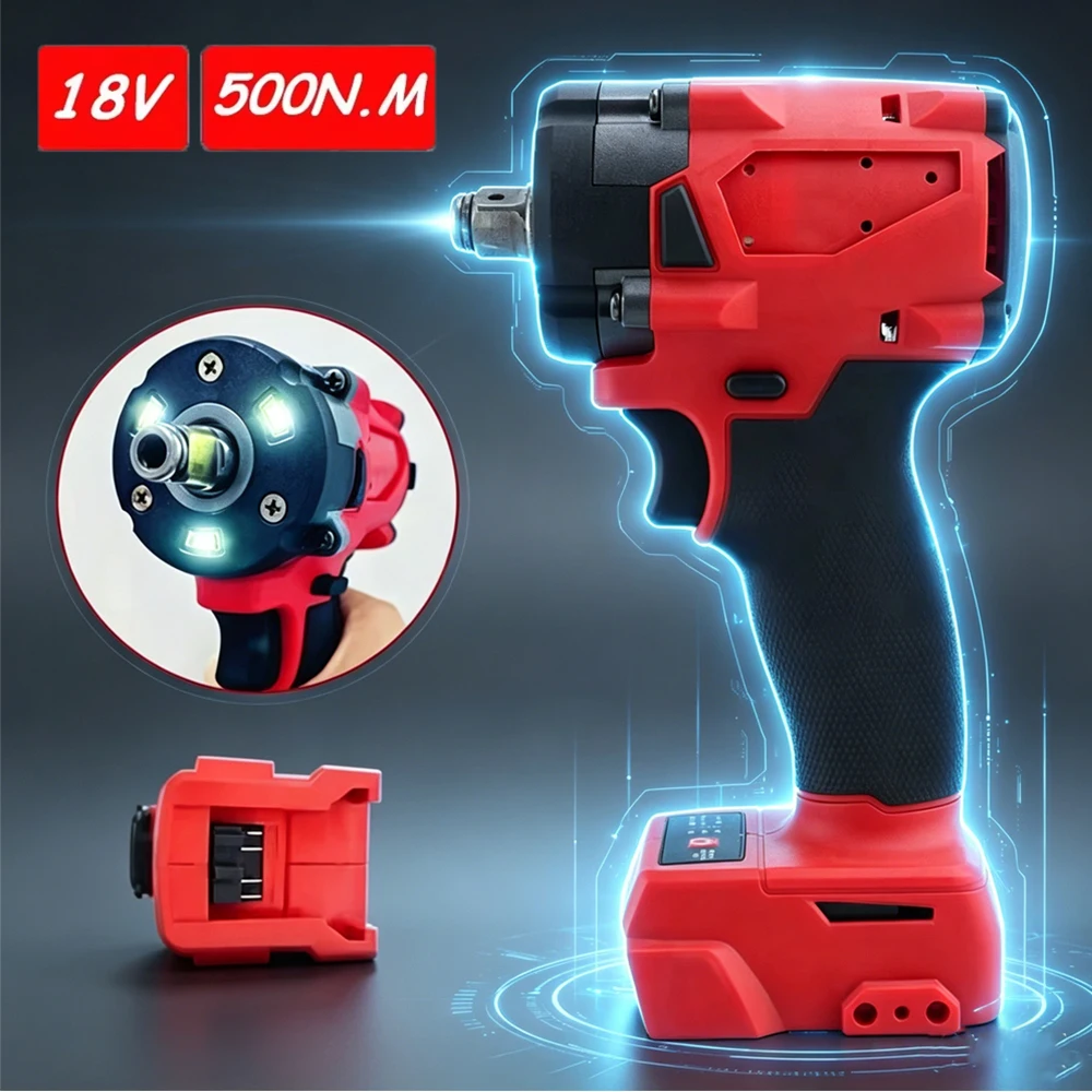 1/2\" Repair Brushless Electric Impac Wrench 4 Gears Impact Wrench 500N.m Cordless Electric Screwdriver Driver Power Tools for Milwaukee 18V Battery Pin