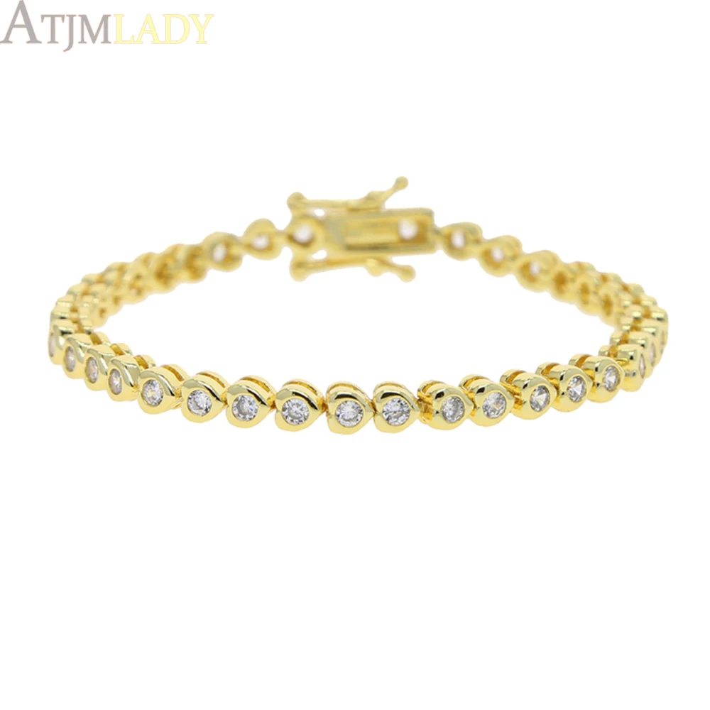 2025 New Fashion Gold Color Colorful Rainbow Bracelet 5A Cubic Zirconia CZ Enamel Geometric Tennis Chain Bangle Women Jewelry