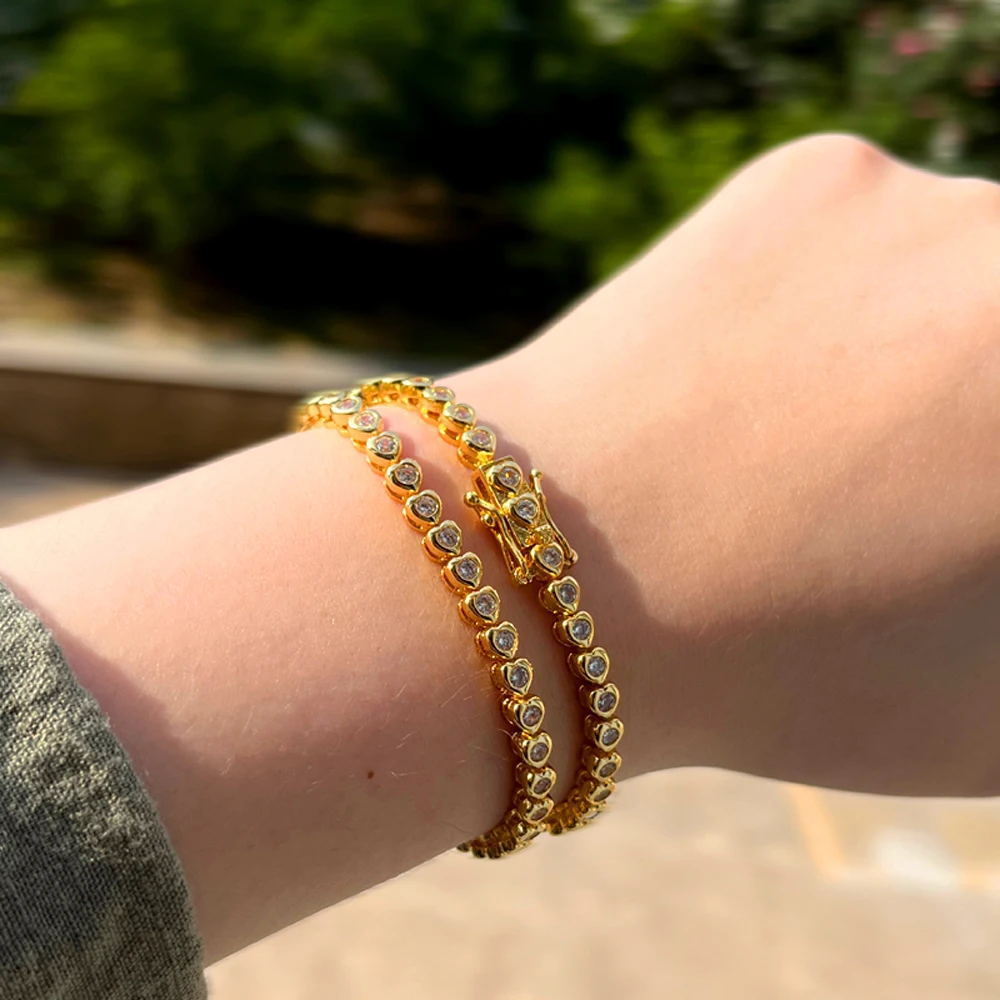 2025 New Fashion Gold Color Colorful Rainbow Bracelet 5A Cubic Zirconia CZ Enamel Geometric Tennis Chain Bangle Women Jewelry