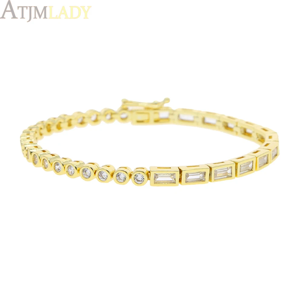 2025 New Fashion Gold Color Colorful Rainbow Bracelet 5A Cubic Zirconia CZ Enamel Geometric Tennis Chain Bangle Women Jewelry