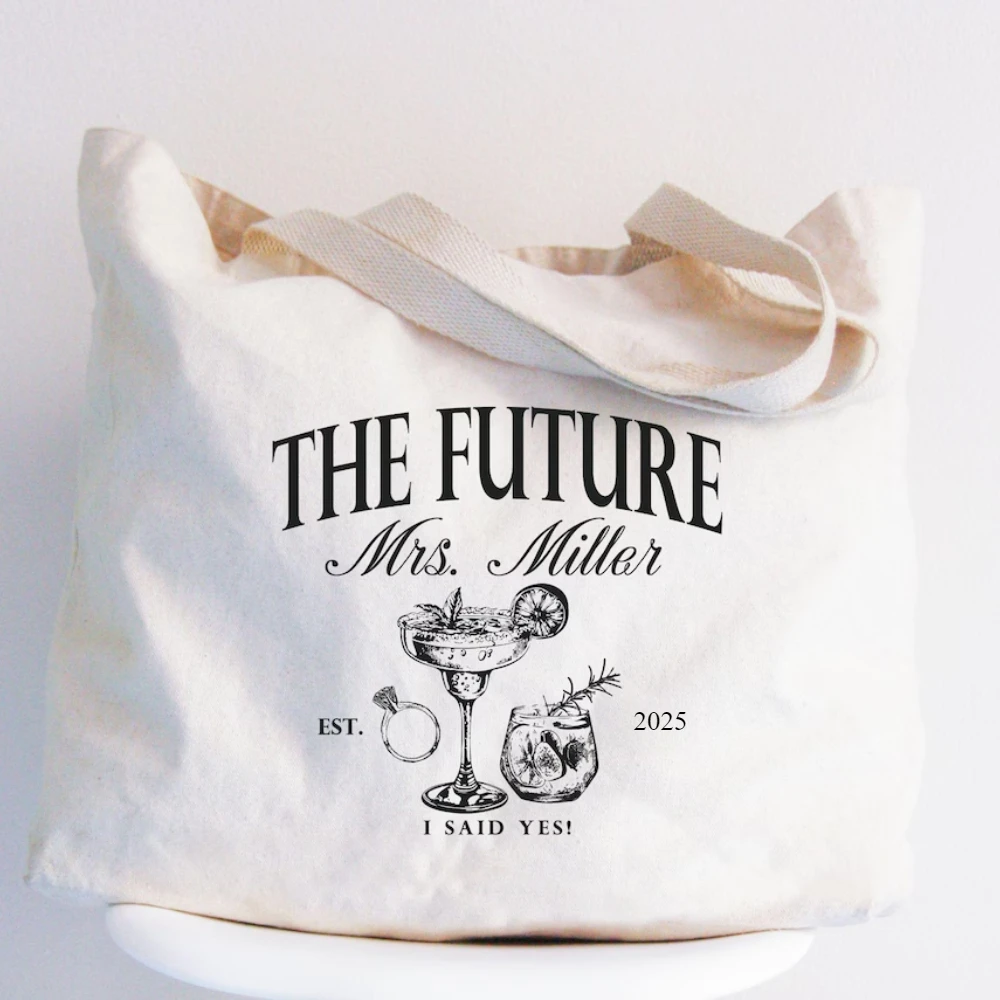 Personalized Future Mrs Tote Bag Custom Mrs Bag Engagement Bride Canvas Bag Bride To Be Bridesmaid Engagement Party Supplies