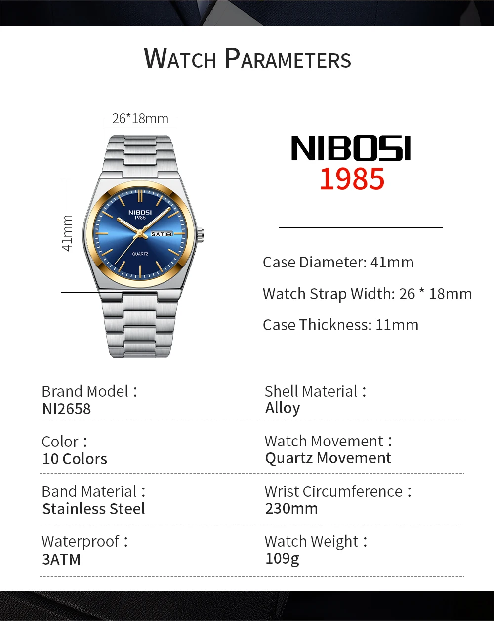 NIBOSI Luxury Mens Watches Date Week Display Luminous Waterproof Quartz Watch Simple Stainless Steel Male Relogio Masculino