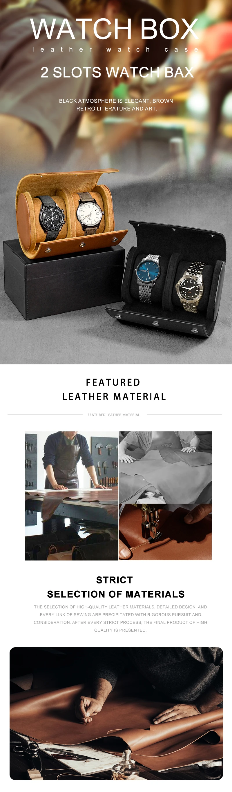 Embers Leather Watch Roll 1 2 3 Slots Luxury Genuine Watch Storage Box Travel Bag Watch Case Gift Box Watch Pouch