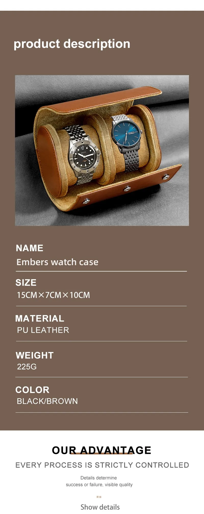 Embers Leather Watch Roll 1 2 3 Slots Luxury Genuine Watch Storage Box Travel Bag Watch Case Gift Box Watch Pouch
