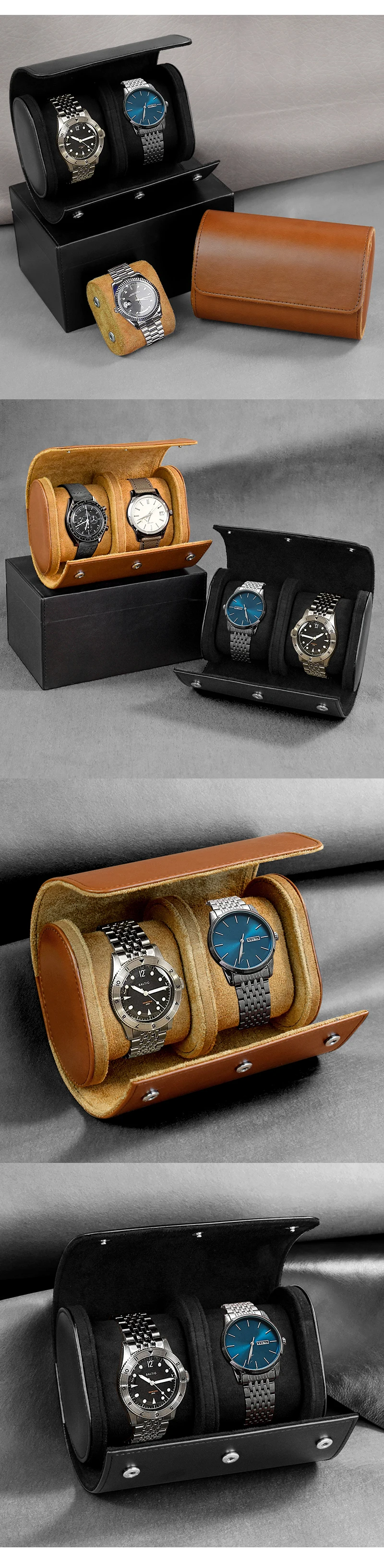 Embers Leather Watch Roll 1 2 3 Slots Luxury Genuine Watch Storage Box Travel Bag Watch Case Gift Box Watch Pouch