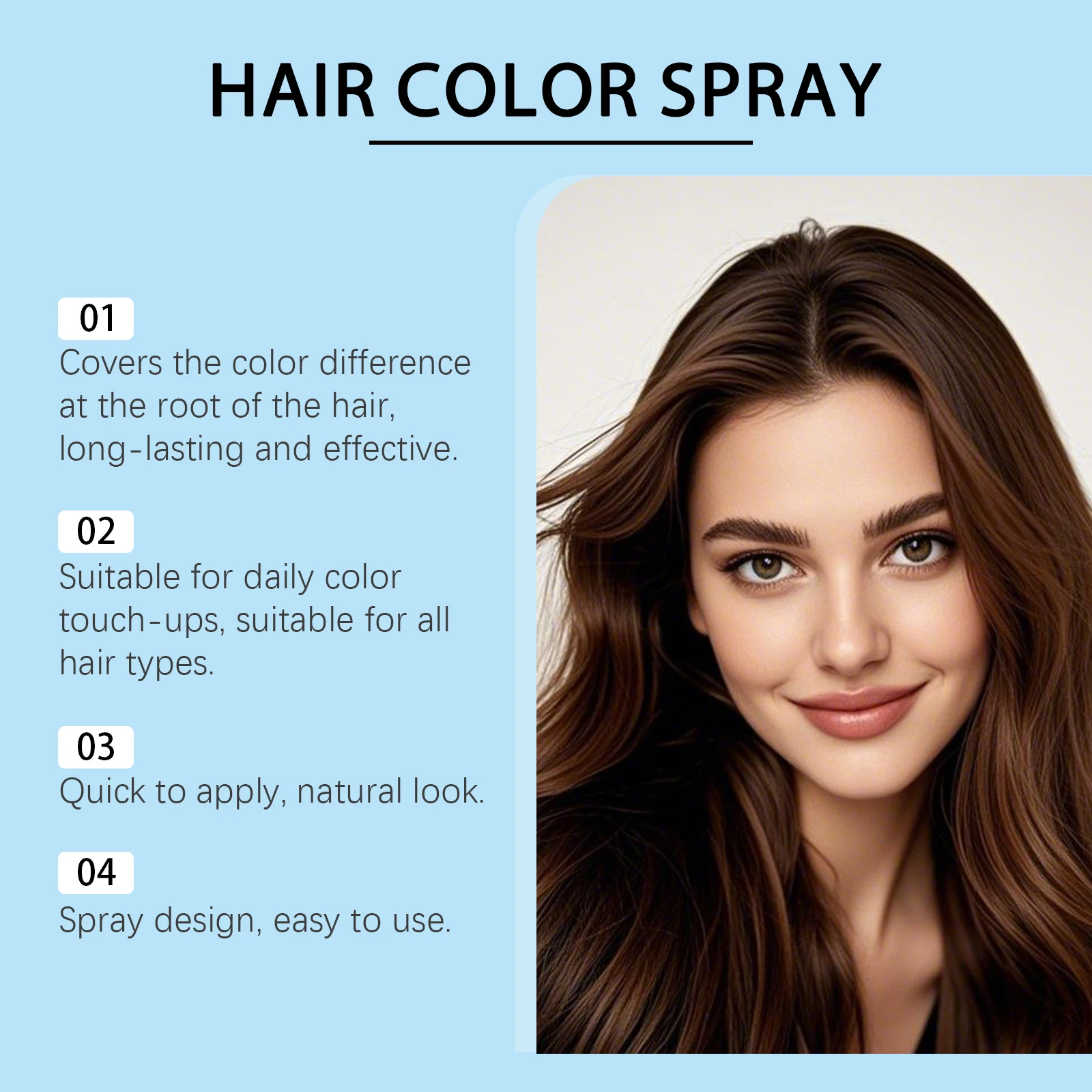 Hair Color Spray Temporary White Hair Dye Washable Non-sticky for Halloween Cosplay Party Costume Makeup Brown Hair Dye Spray
