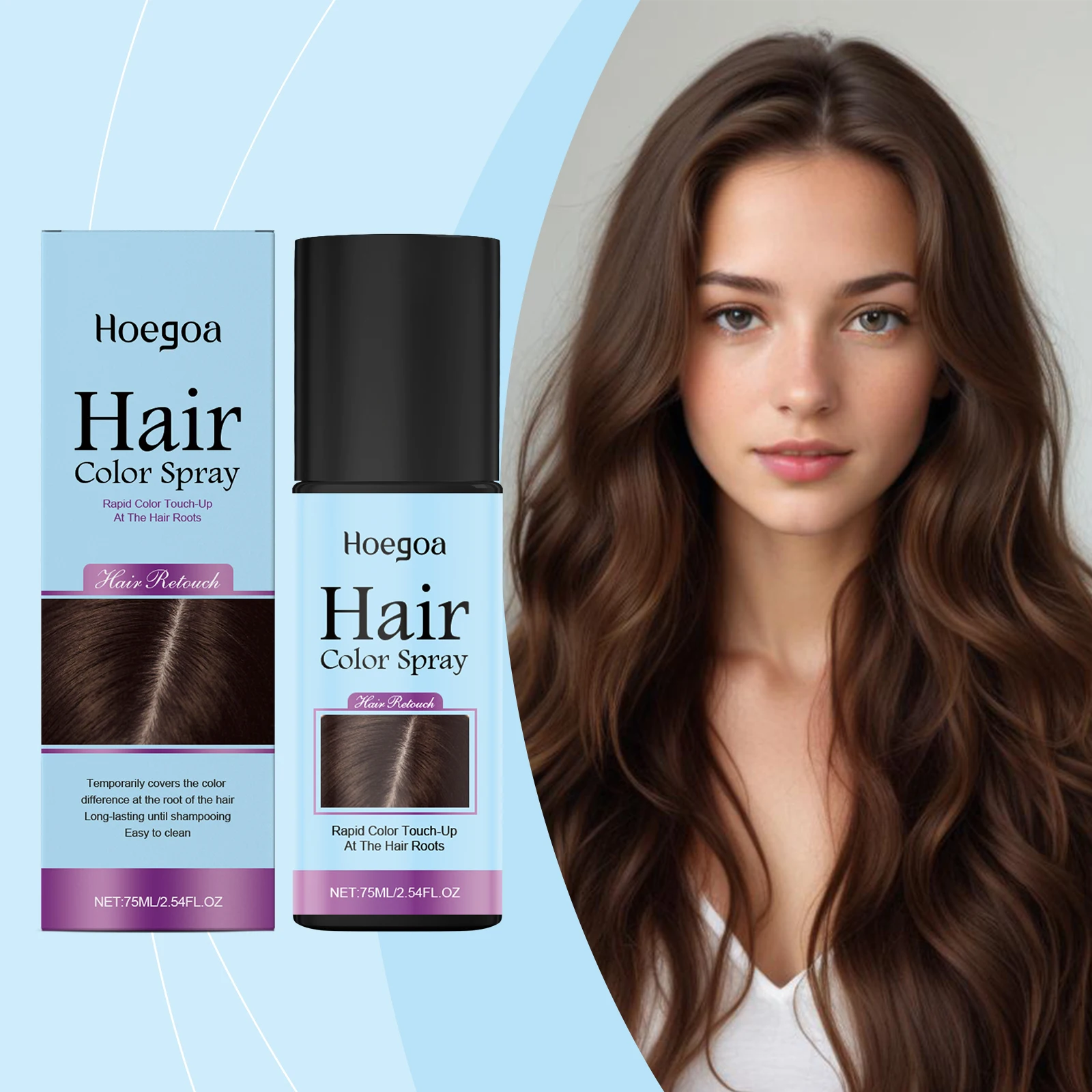 Hair Color Spray Temporary White Hair Dye Washable Non-sticky for Halloween Cosplay Party Costume Makeup Brown Hair Dye Spray