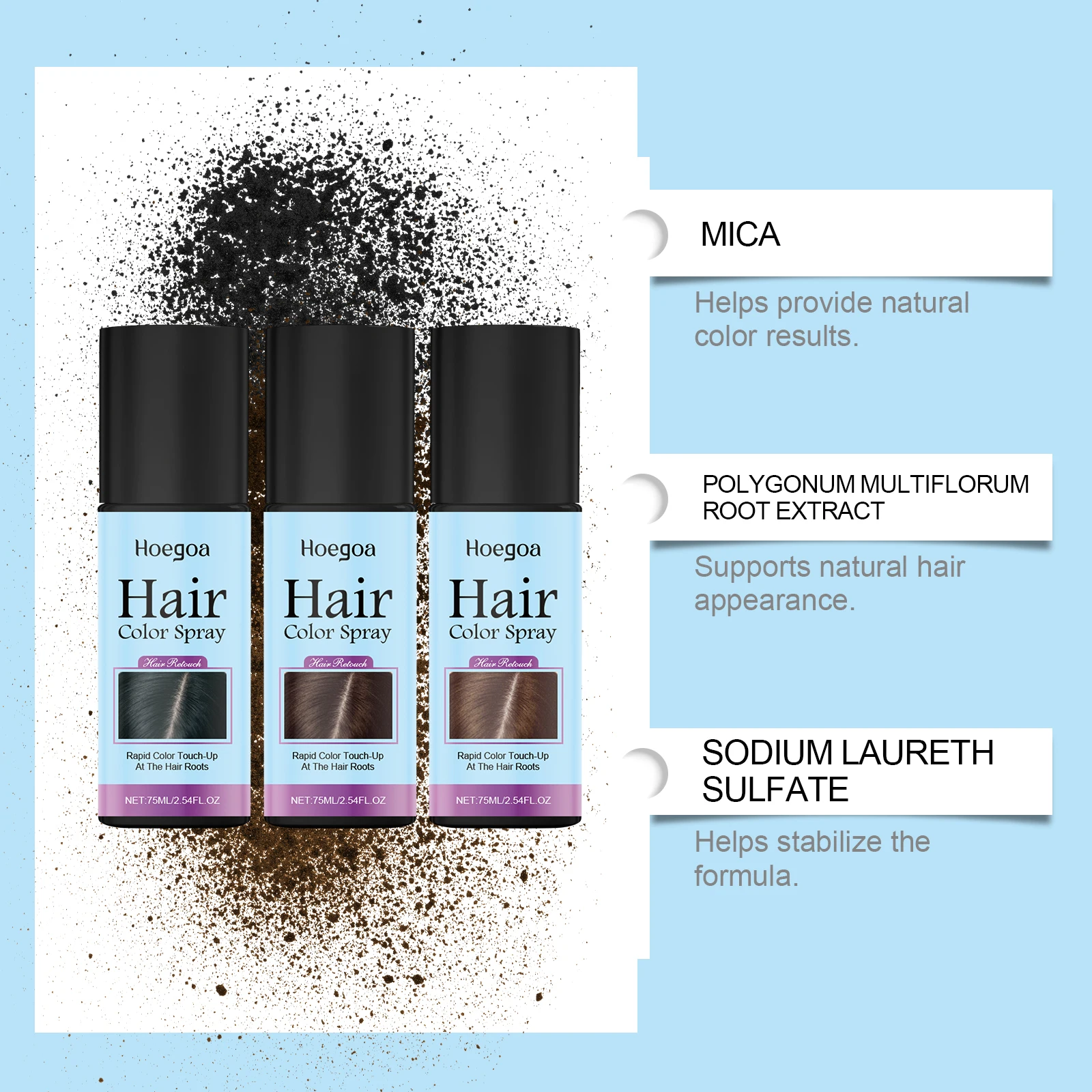 Hair Color Spray Temporary White Hair Dye Washable Non-sticky for Halloween Cosplay Party Costume Makeup Brown Hair Dye Spray