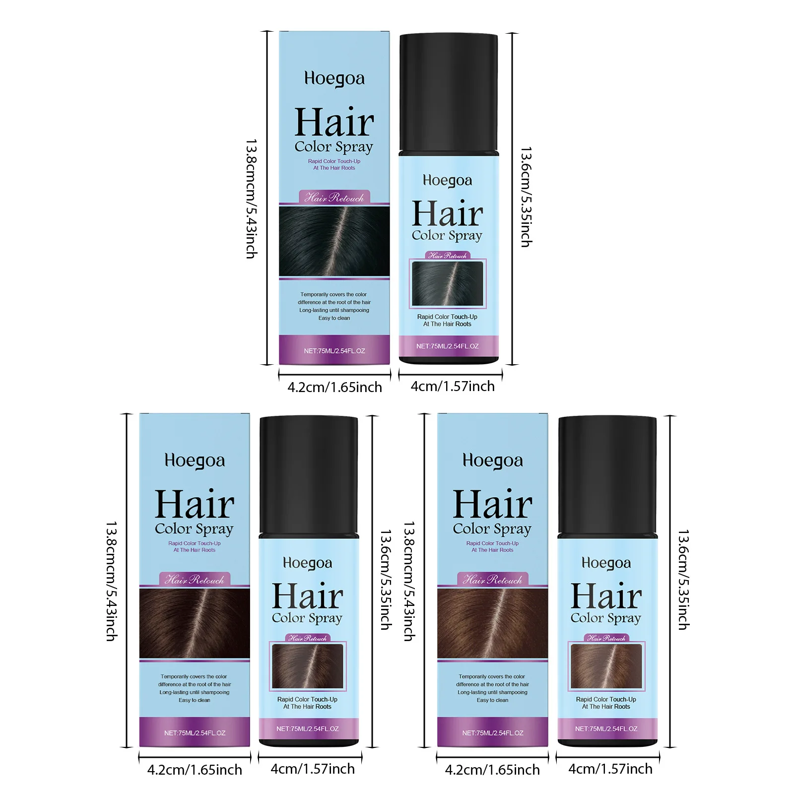 Hair Color Spray Temporary White Hair Dye Washable Non-sticky for Halloween Cosplay Party Costume Makeup Brown Hair Dye Spray