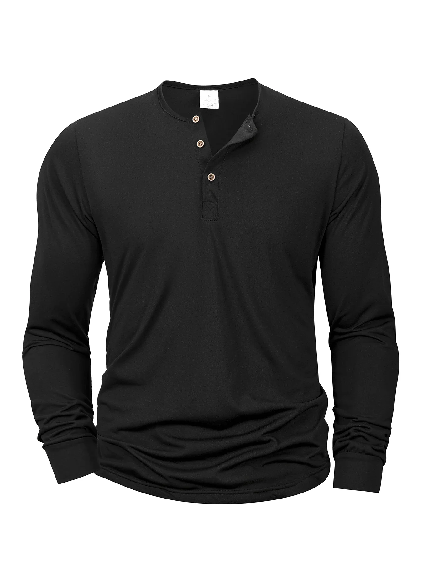New Men's Henley T-shirts Long Sleeve Basic Casual Band Collar T Shirts Comfortable Soft Pullover Tops Male Tee