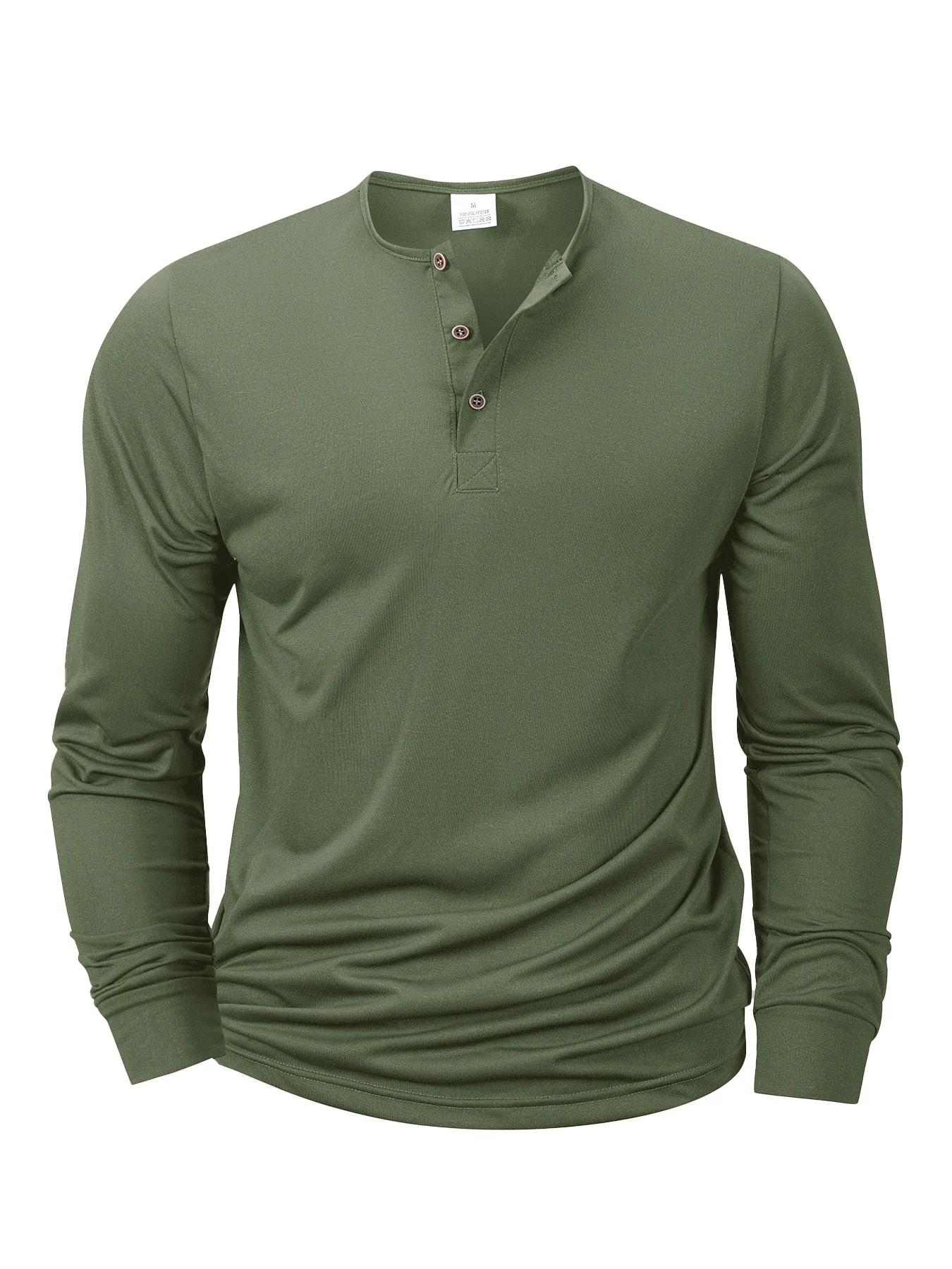 New Men's Henley T-shirts Long Sleeve Basic Casual Band Collar T Shirts Comfortable Soft Pullover Tops Male Tee