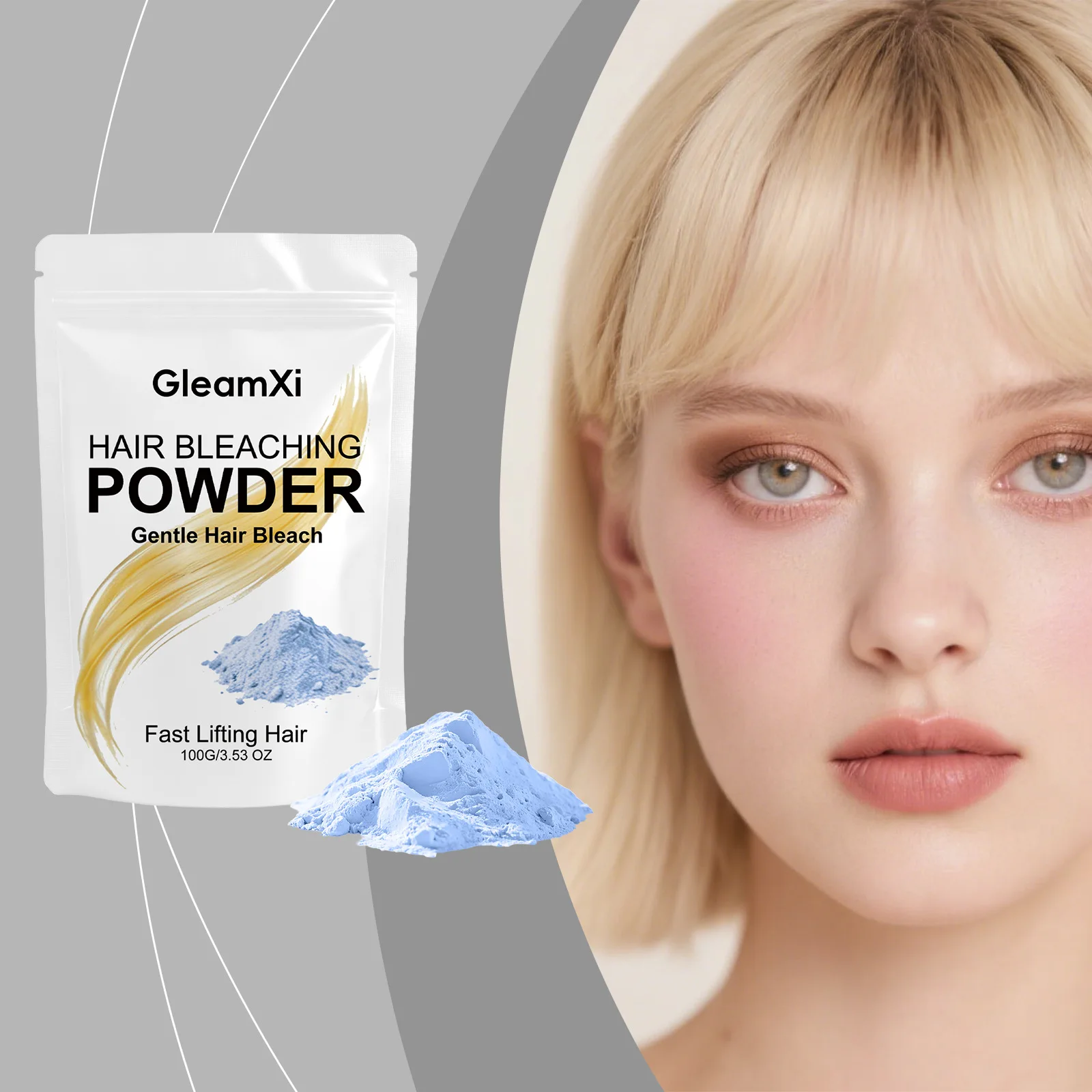 Gleamxi Hair Bleaching Powder Gentle Lifting Salon Home Use Even Lightening Professional DIY Dyeing Toning Hair Color Powder