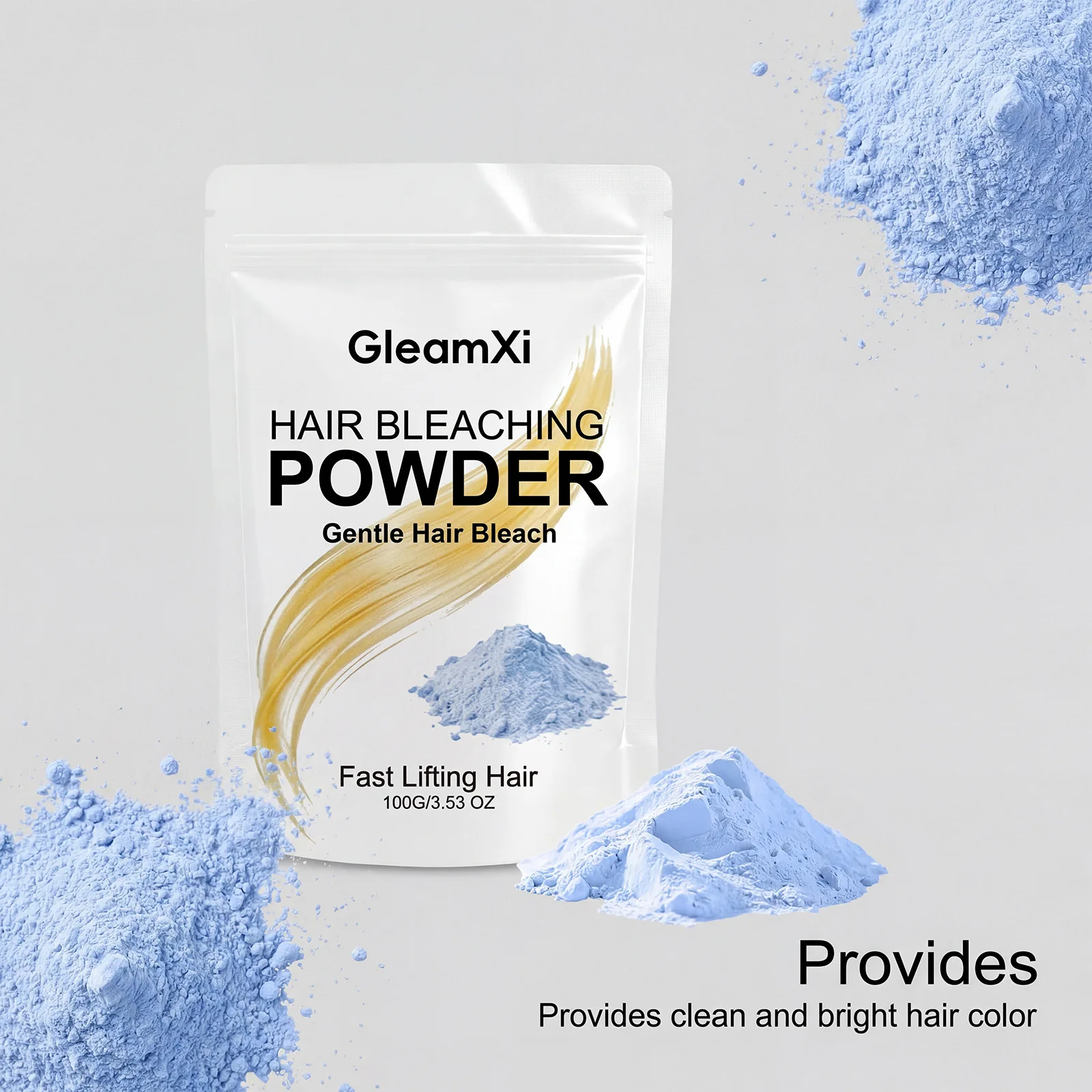 Gleamxi Hair Bleaching Powder Gentle Lifting Salon Home Use Even Lightening Professional DIY Dyeing Toning Hair Color Powder