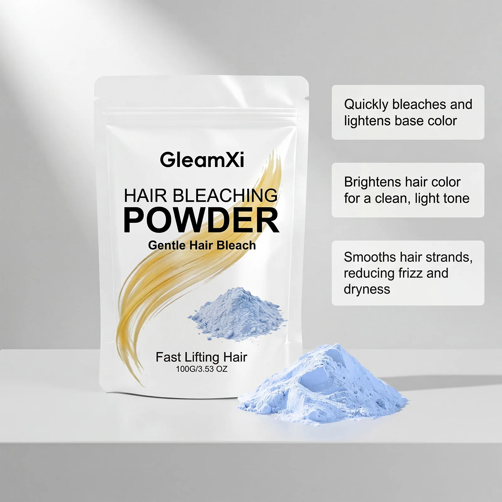 Gleamxi Hair Bleaching Powder Gentle Lifting Salon Home Use Even Lightening Professional DIY Dyeing Toning Hair Color Powder