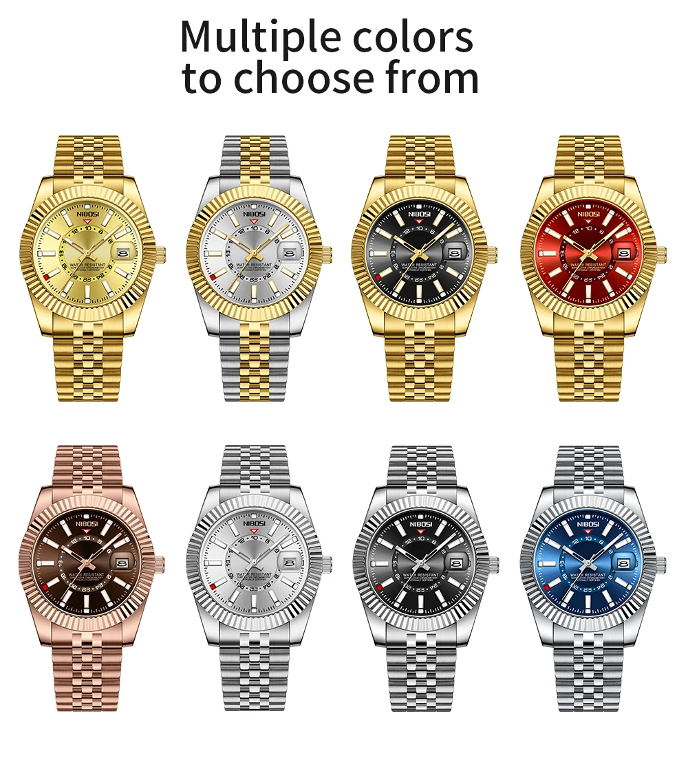NIBOSI Brand Luxury Man Watch Stainless Steel Casual Quartz Wristwatches Waterproof Watch For Men Luminous Men's Watches Clock