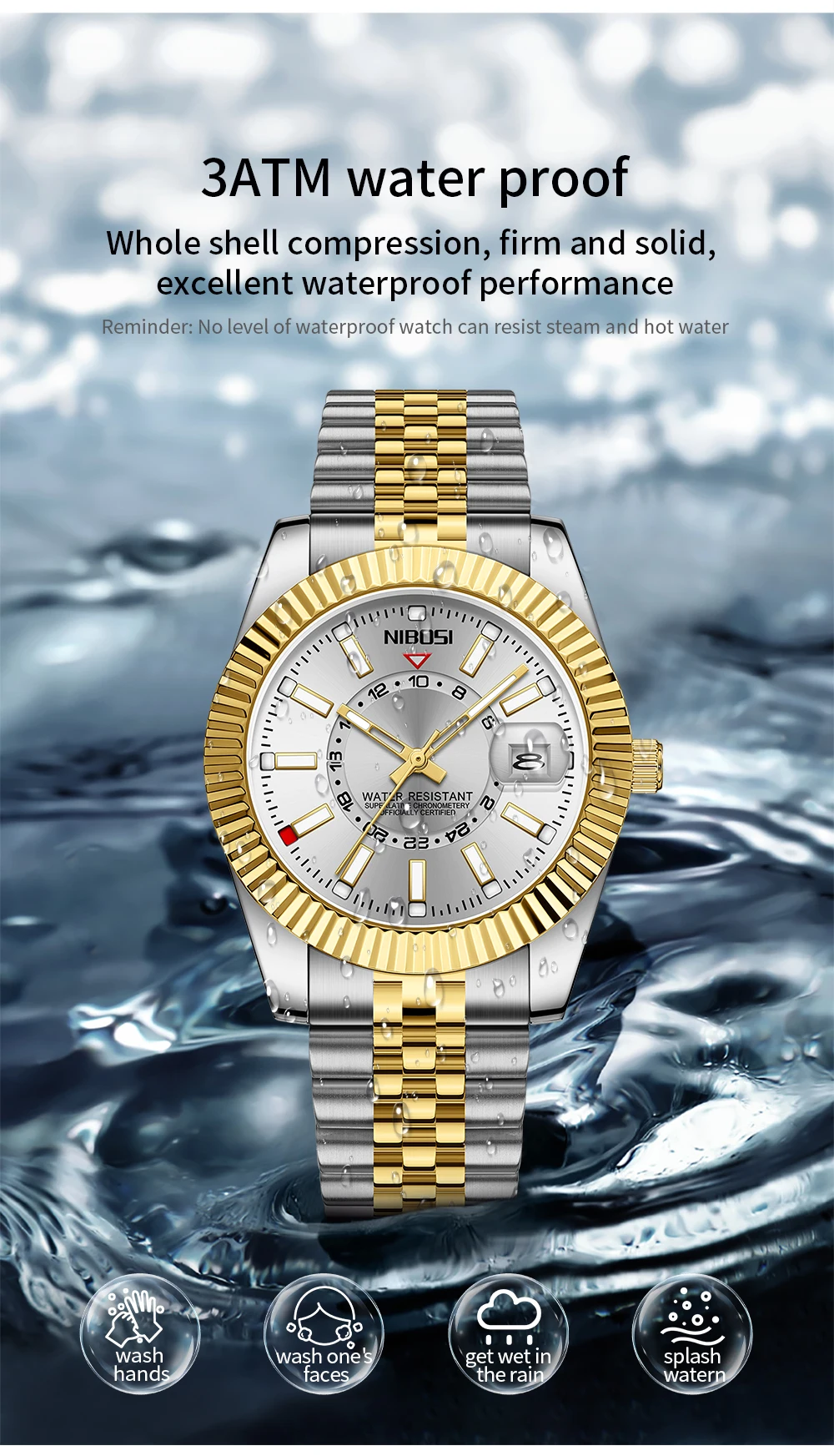 NIBOSI Brand Luxury Man Watch Stainless Steel Casual Quartz Wristwatches Waterproof Watch For Men Luminous Men's Watches Clock