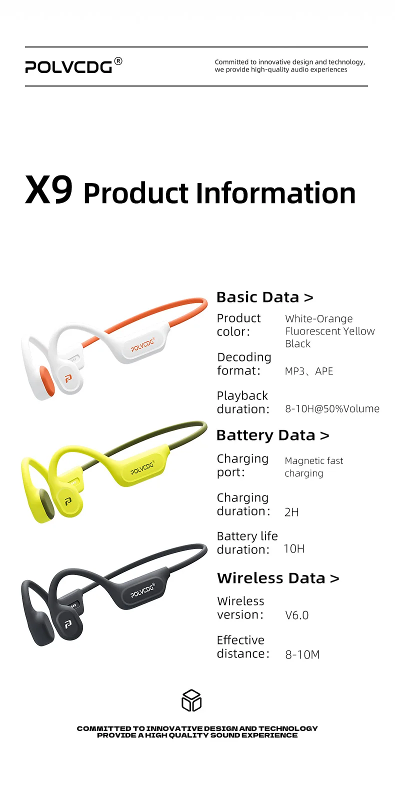 POLVCDG X9 Bone Conduction Swimming Earphones 32G IPX8 Waterproof Open Swimming Running Bicycle Earphones Ear Hanging Earphones