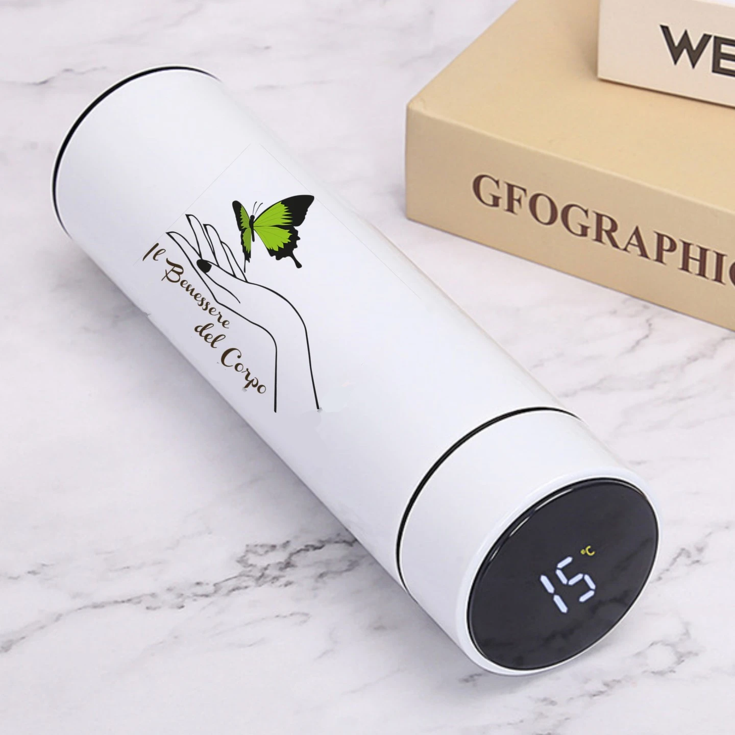 Vacuum Water Bottle Smart Display Temperature 500ML Safety 304 Stainless Steel Coffee Thermose Men Business Gift Customized Logo