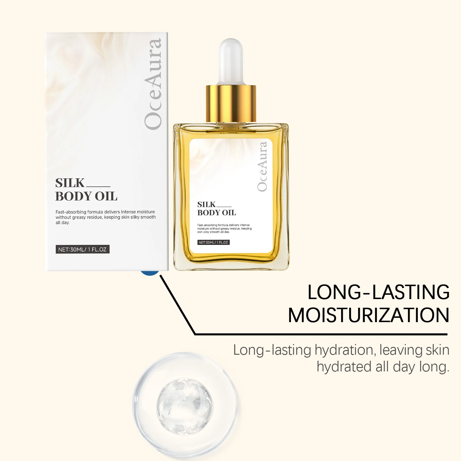 Silk Body Oil Moisturizing Skin Oil for Chest Thigh & Body Smooth Rejuvenation Massage Oil Body Care with Scent Luxuriou Dry Oil
