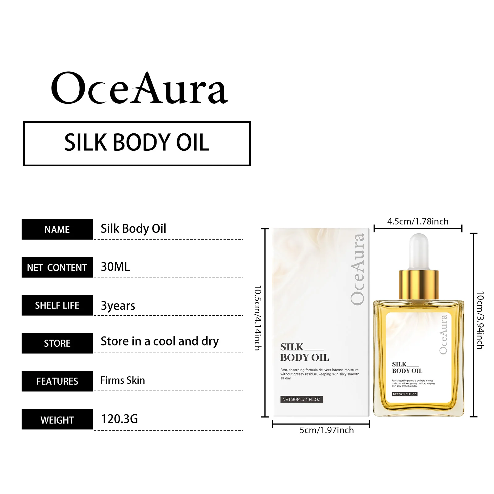 Silk Body Oil Moisturizing Skin Oil for Chest Thigh & Body Smooth Rejuvenation Massage Oil Body Care with Scent Luxuriou Dry Oil