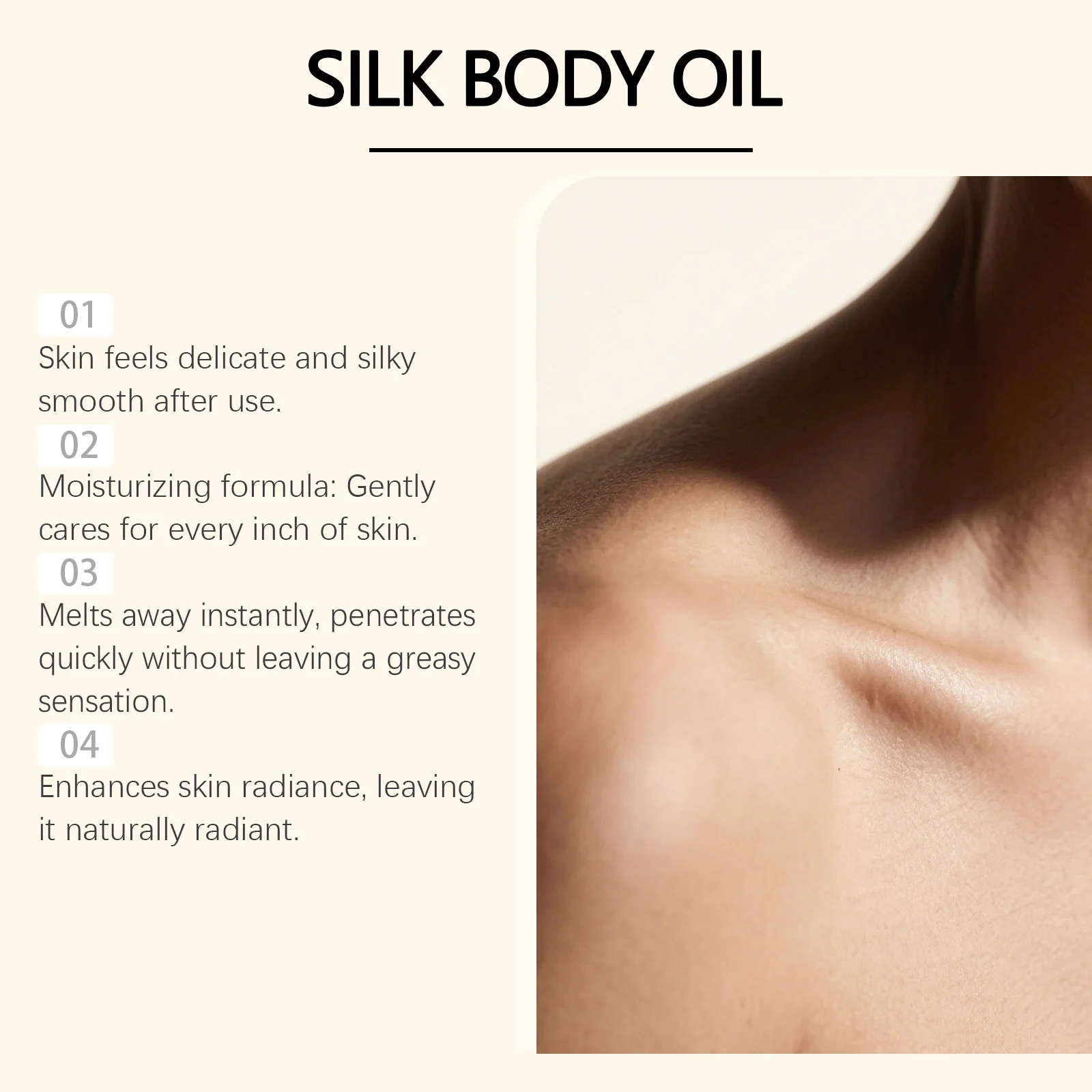 Silk Body Oil Moisturizing Skin Oil for Chest Thigh & Body Smooth Rejuvenation Massage Oil Body Care with Scent Luxuriou Dry Oil