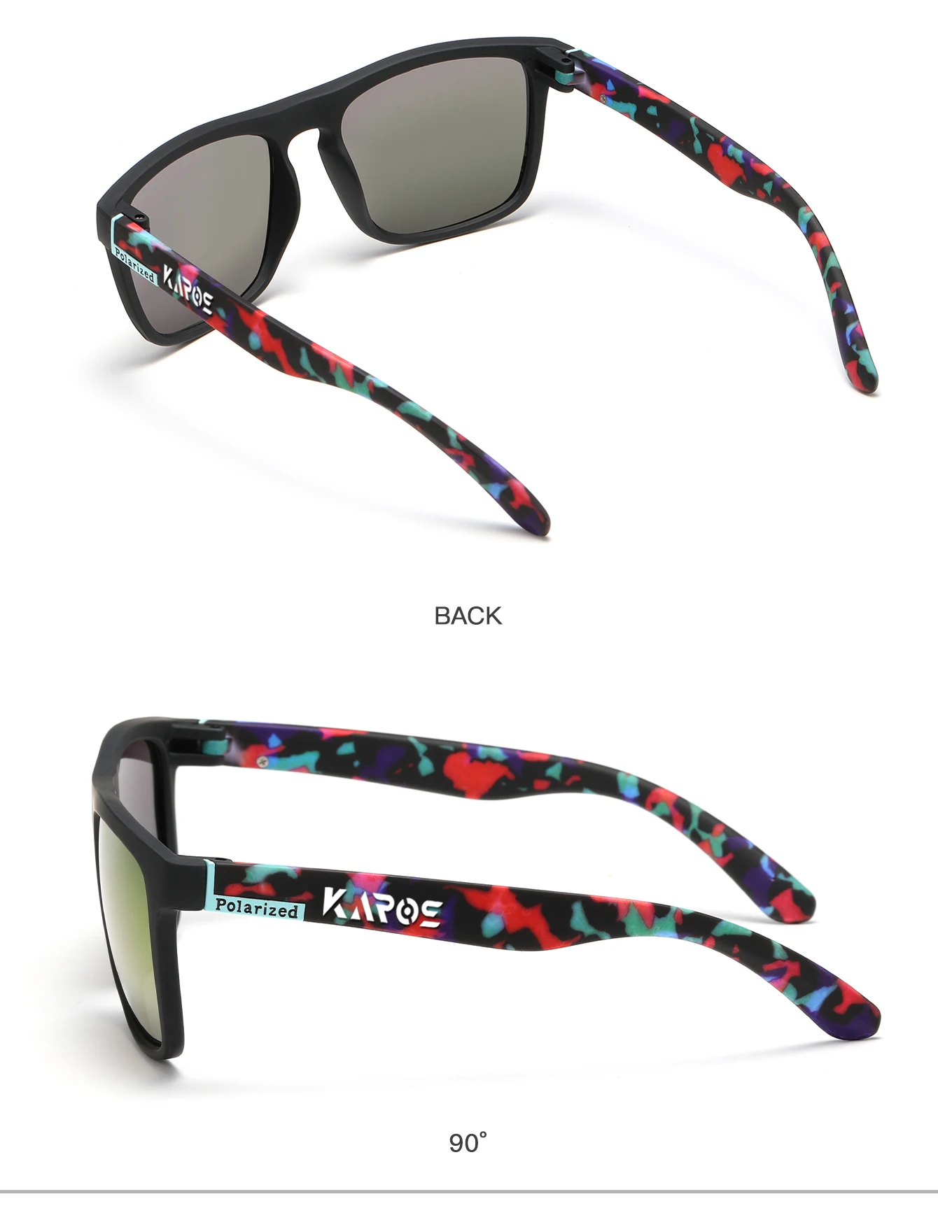 KAROS Classic Men Square Polarized Fishing Sunglasses Outdoor Sports Driving Cycling Running Goggles Vintage Large Frame UV400