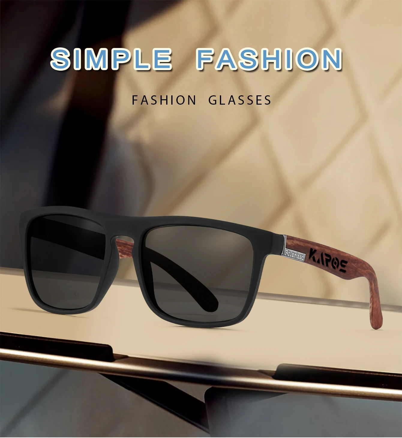 KAROS Classic Men Square Polarized Fishing Sunglasses Outdoor Sports Driving Cycling Running Goggles Vintage Large Frame UV400