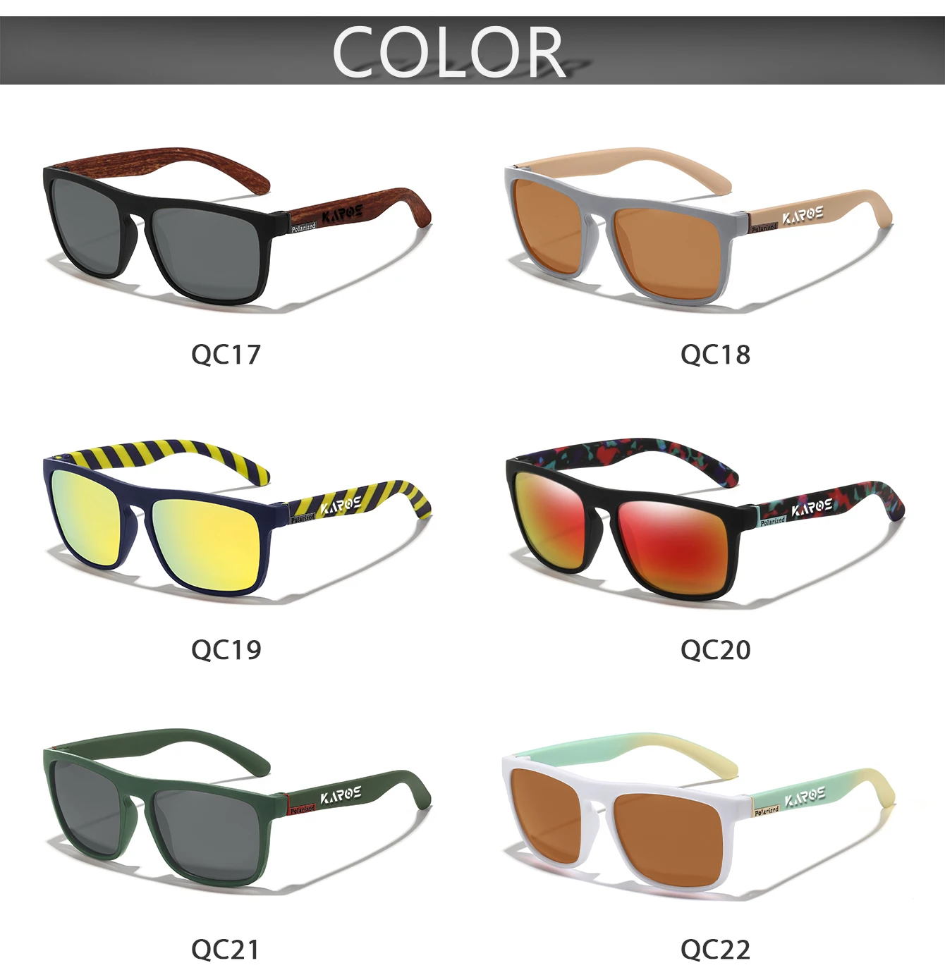 KAROS Classic Men Square Polarized Fishing Sunglasses Outdoor Sports Driving Cycling Running Goggles Vintage Large Frame UV400
