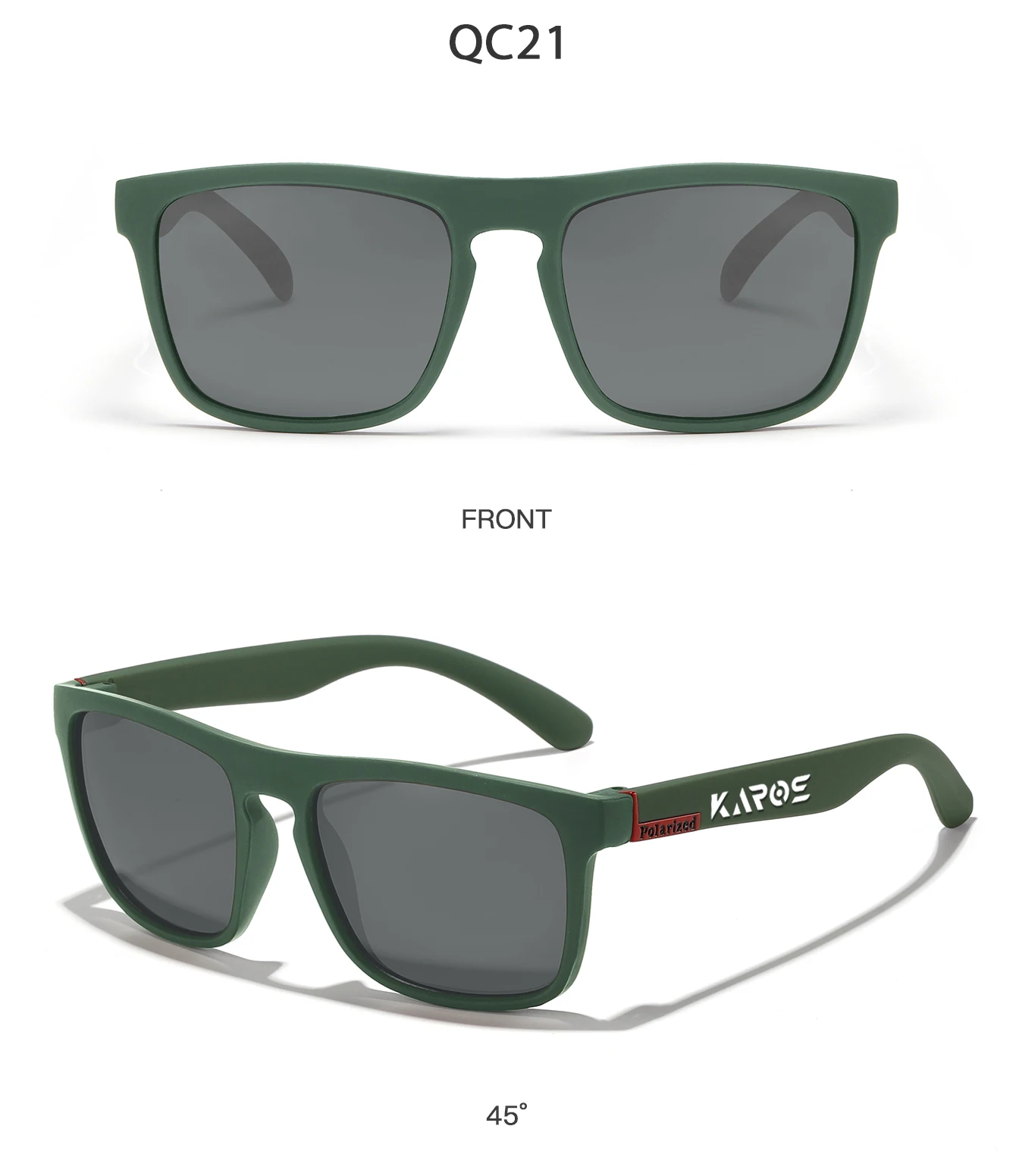 KAROS Classic Men Square Polarized Fishing Sunglasses Outdoor Sports Driving Cycling Running Goggles Vintage Large Frame UV400