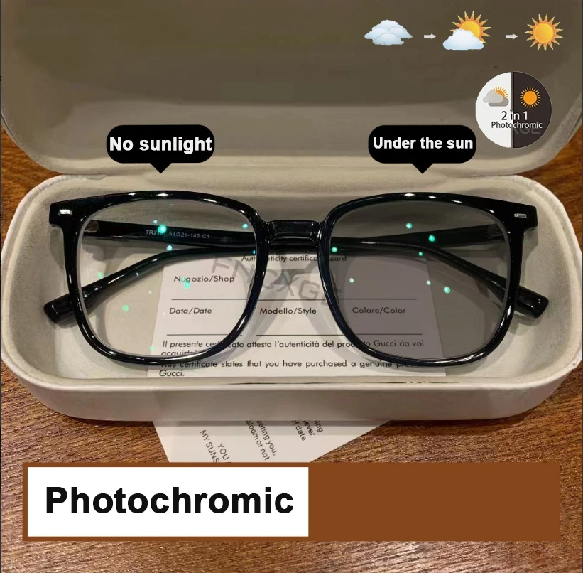 2026 Ultra Light Square Frame Photochromic Anti Radiation Glasses Replaceable Lens for Women Men Sunglasses Eyeglasses Frames