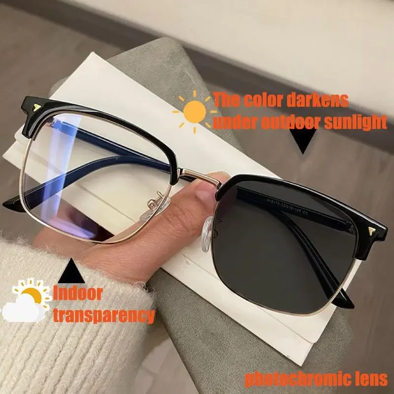 2026 Ultra Light Square Frame Photochromic Anti Radiation Glasses Replaceable Lens for Women Men Sunglasses Eyeglasses Frames