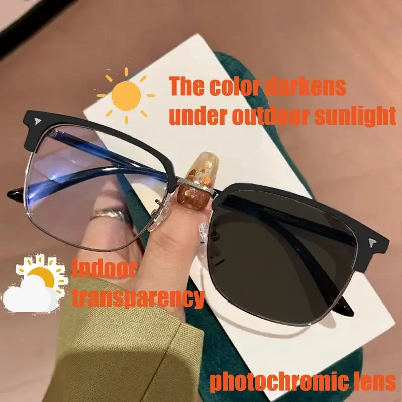 2026 Ultra Light Square Frame Photochromic Anti Radiation Glasses Replaceable Lens for Women Men Sunglasses Eyeglasses Frames