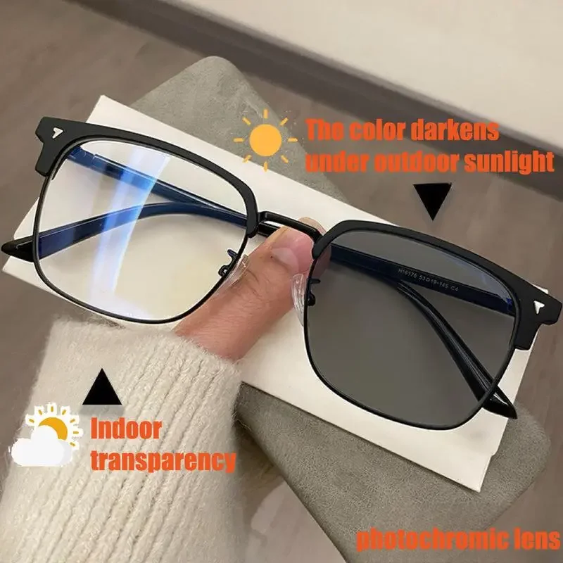2026 Ultra Light Square Frame Photochromic Anti Radiation Glasses Replaceable Lens for Women Men Sunglasses Eyeglasses Frames