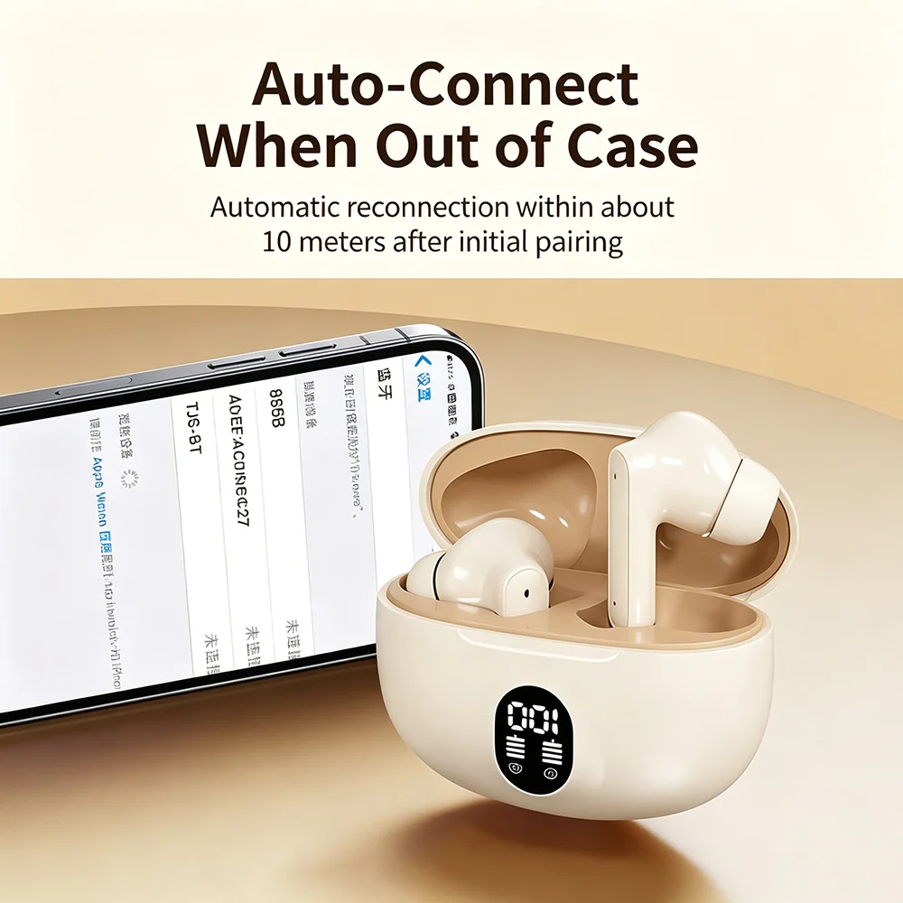 KEBIDUMEI In Ear Bluetooth 6.0 Earphones TWS Wireless Earbuds HiFi Stereo ENC Noise Reduction Headphones Power Display Headsets