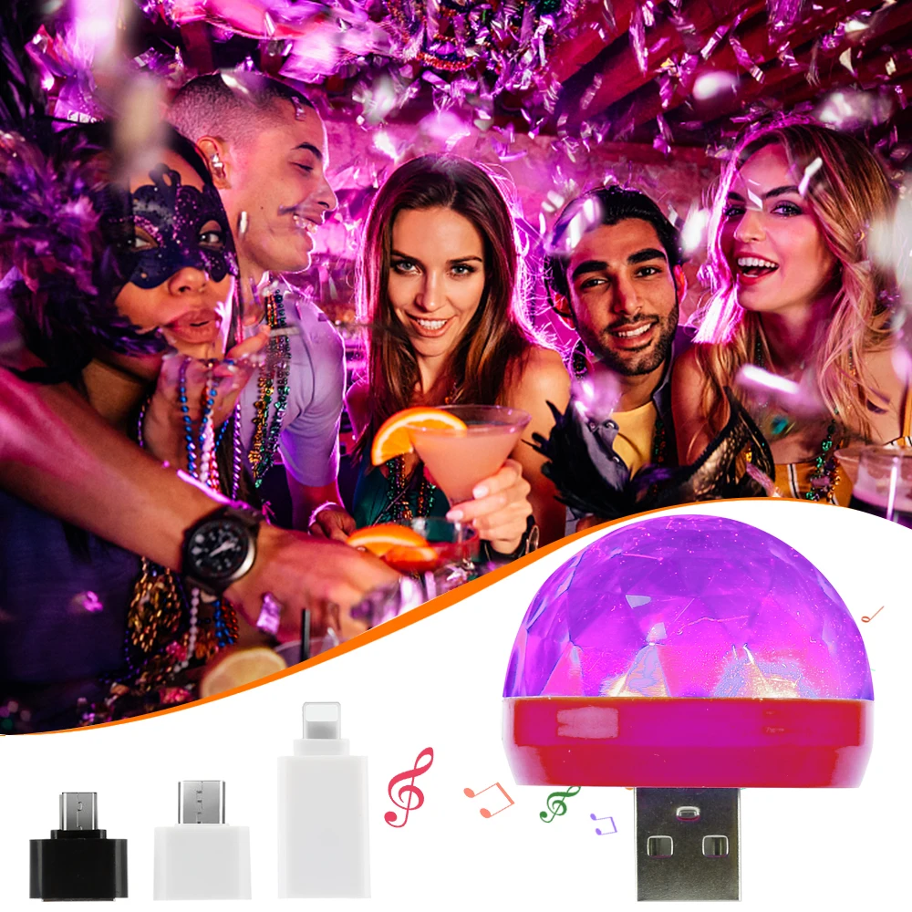 USB Mini Disco Lights,Portable Home Party Light,DC 5V USB Powered Led Stage Party Ball DJ Lighting,Karaoke Party Led Christmas