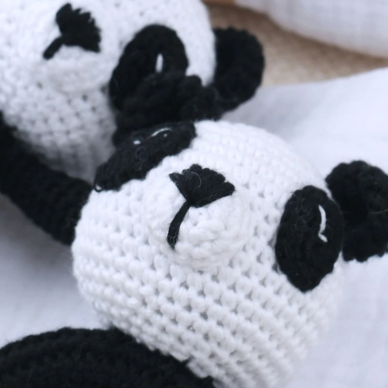 1 Set Baby Stuffed Animal Doll kawaii Panda Plush Toys+Crochet Rattle+Hair Brush+Newborn Swaddle Wrap Baby Birth Shower Gift Box